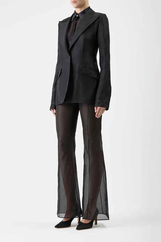 Blazers and Vests Women Gabriela Hearst Leiva Sheer Blazer In Black Silk Organza