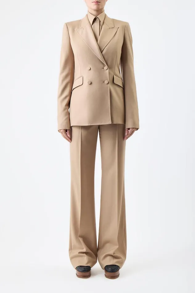 Blazers and Vests Women Gabriela Hearst Stephanie Blazer In Camel Virgin Wool Twill
