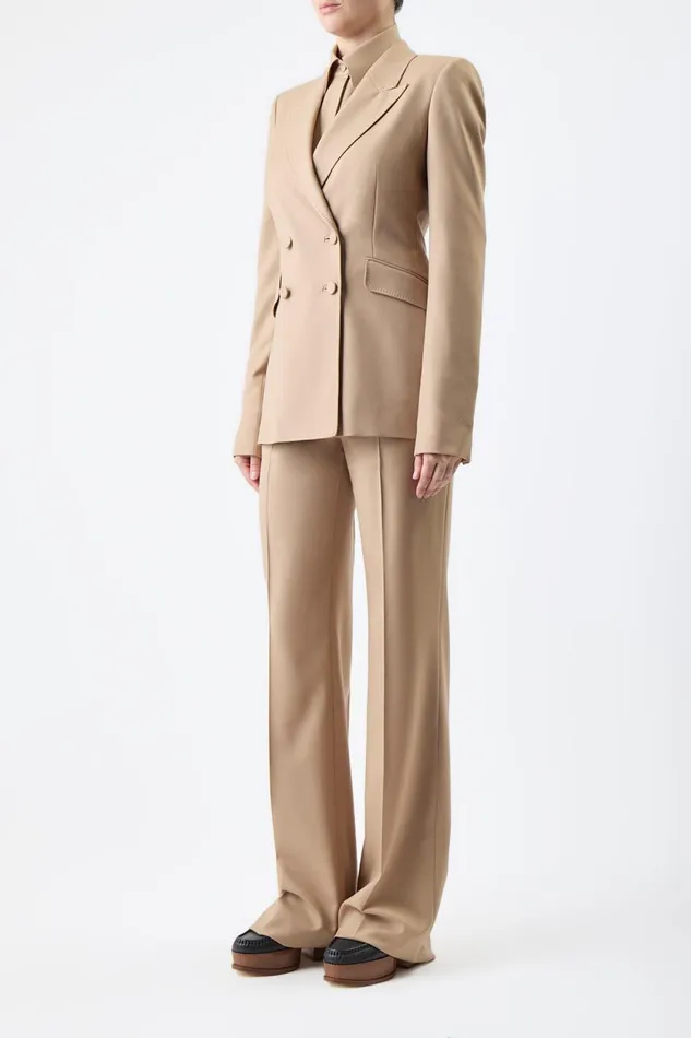 Blazers and Vests Women Gabriela Hearst Stephanie Blazer In Camel Virgin Wool Twill