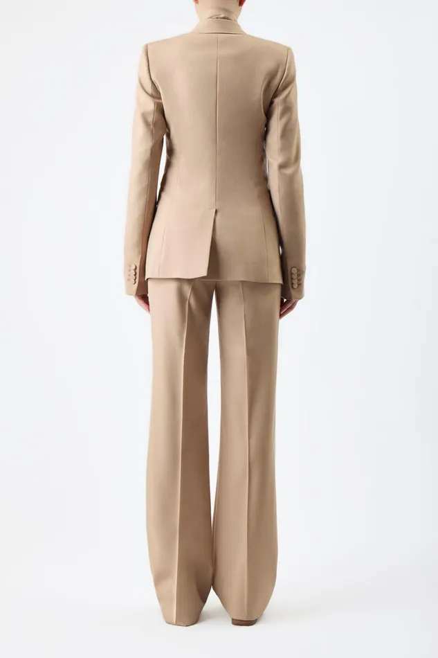 Blazers and Vests Women Gabriela Hearst Stephanie Blazer In Camel Virgin Wool Twill