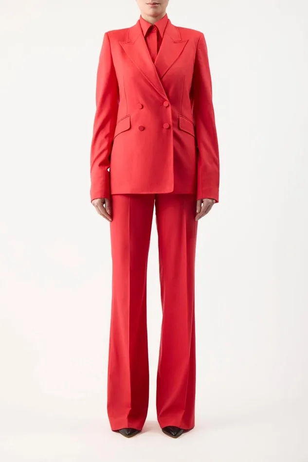 Blazers and Vests Women Gabriela Hearst Stephanie Blazer In Red Topaz Superfine Wool