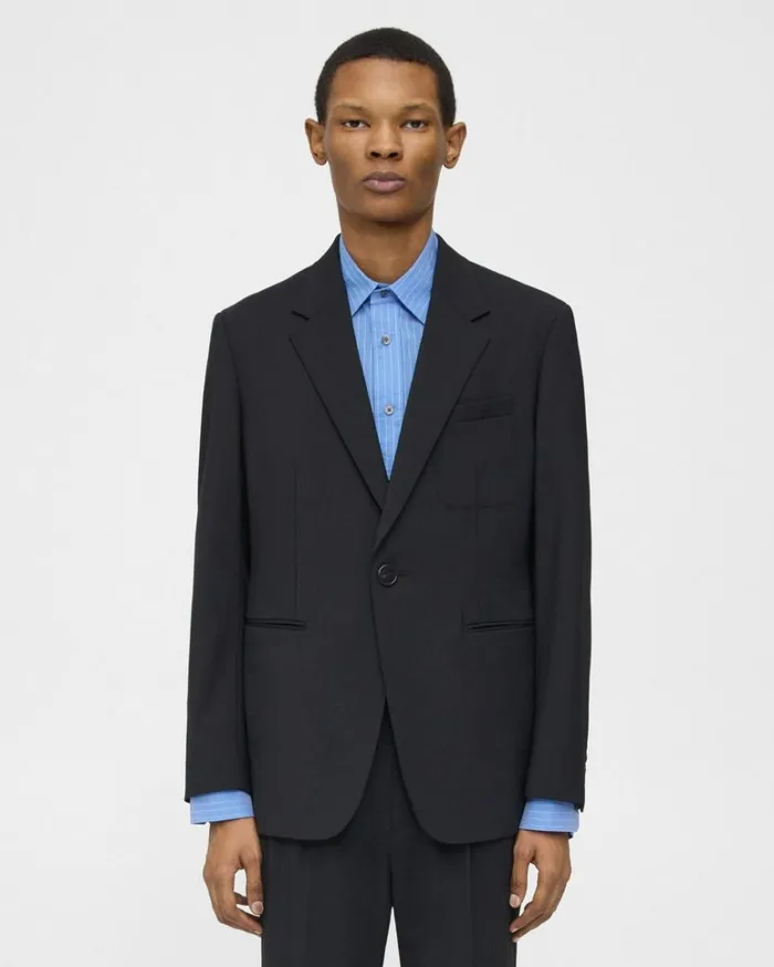Blazers Jackets Men Theory Blazer In Wool Gabardine Black