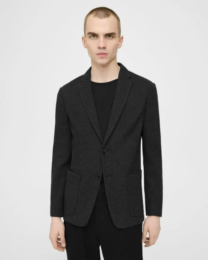Blazers Jackets Men Theory Clinton Blazer In Double Wool Jersey Pestle MelCharcoal