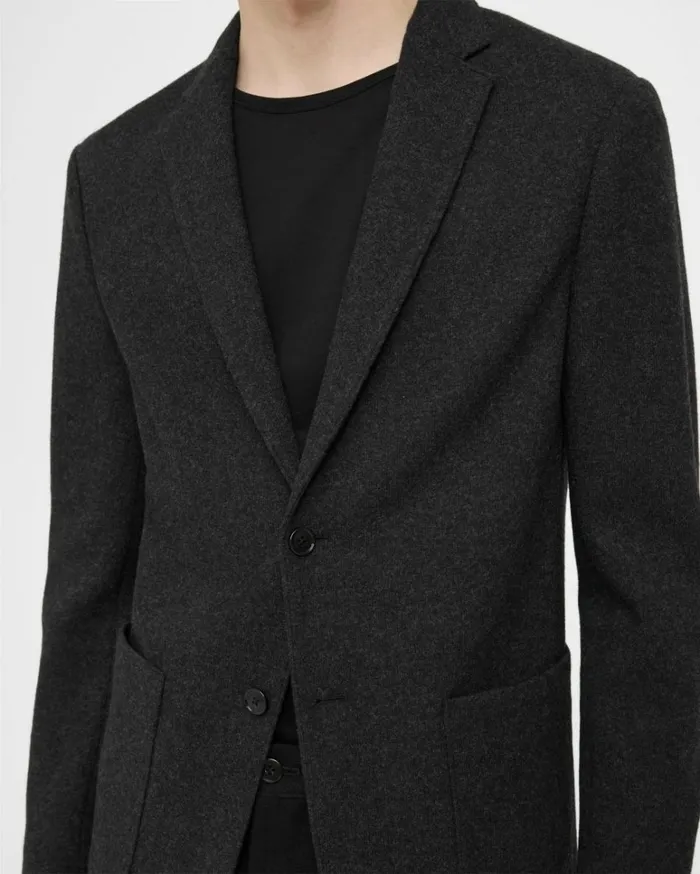 Blazers Jackets Men Theory Clinton Blazer In Double Wool Jersey Pestle MelCharcoal Blazers Jackets Men Theory Clinton Blazer In Double Wool Jersey Pestle MelCharcoal