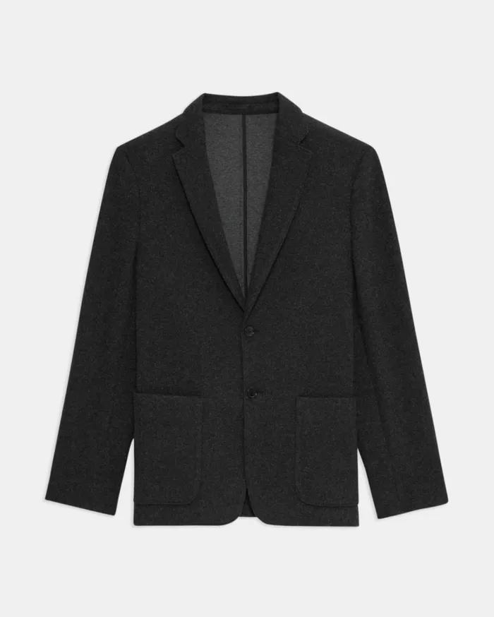 Blazers Jackets Men Theory Clinton Blazer In Double Wool Jersey Pestle MelCharcoal Blazers Jackets Men Theory Clinton Blazer In Double Wool Jersey Pestle MelCharcoal