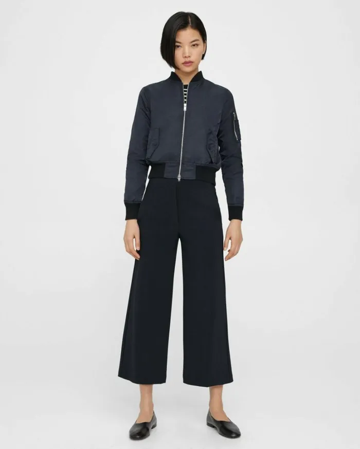 Blazers Jackets Women Theory Classic Bomber Jacket In Recycled Nylon Nocturne Navy Blazers Jackets Women Theory Classic Bomber Jacket In Recycled Nylon Nocturne Navy