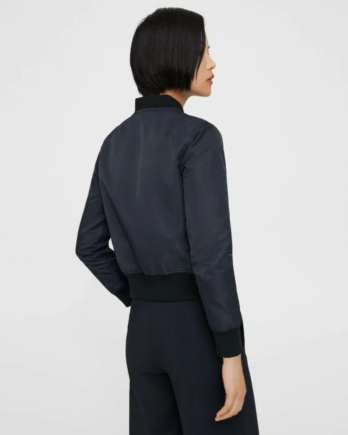 Blazers Jackets Women Theory Classic Bomber Jacket In Recycled Nylon Nocturne Navy Blazers Jackets Women Theory Classic Bomber Jacket In Recycled Nylon Nocturne Navy