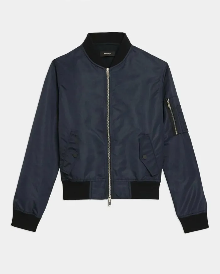 Blazers Jackets Women Theory Classic Bomber Jacket In Recycled Nylon Nocturne Navy Blazers Jackets Women Theory Classic Bomber Jacket In Recycled Nylon Nocturne Navy