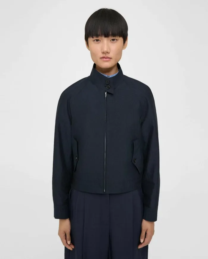 Blazers Jackets Women Theory Reversible Harrington Jacket In CottonBlend Midnight