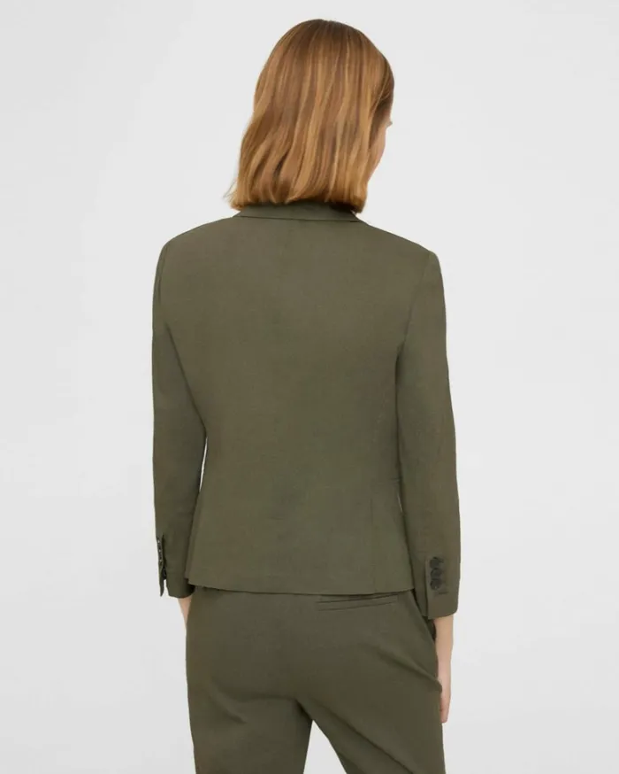 Blazers Jackets Women Theory Shrunken Blazer In Good Linen Dark Olive Blazers Jackets Women Theory Shrunken Blazer In Good Linen Dark Olive