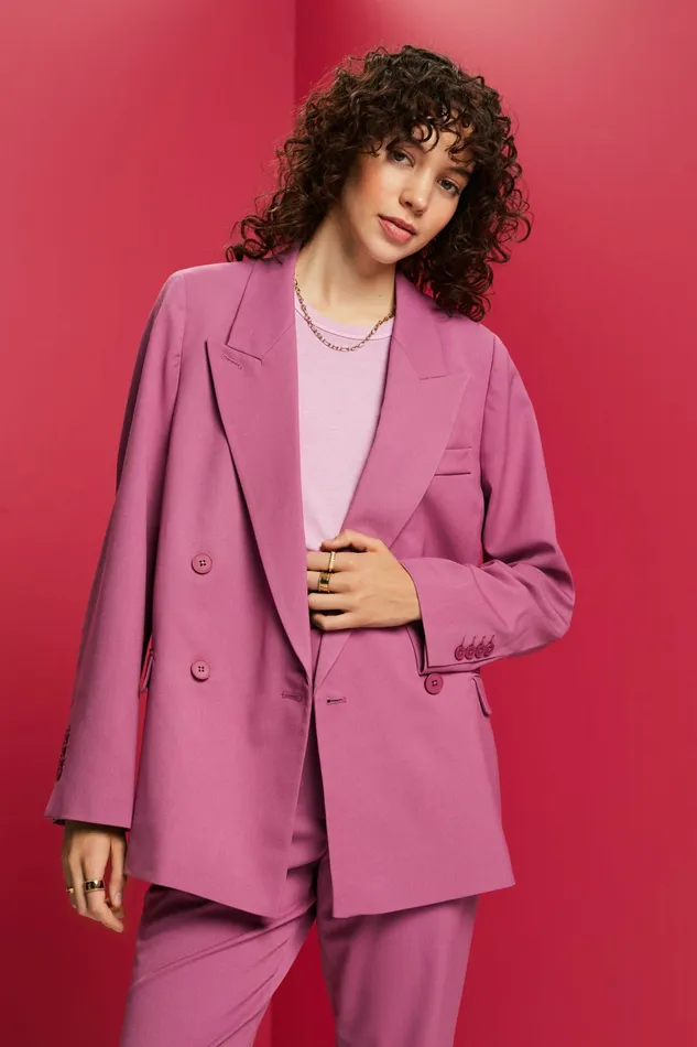 Blazers Women Esprit DoubleBreasted Blazer Violet