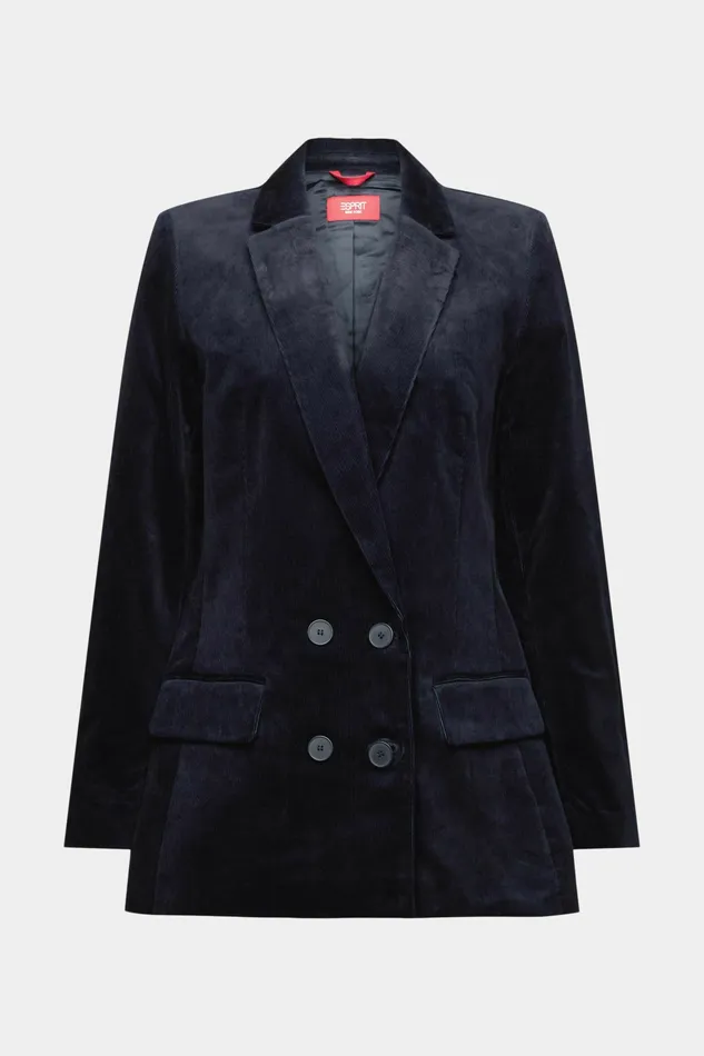 Blazers Women Esprit DoubleBreasted Corduroy Blazer Navy