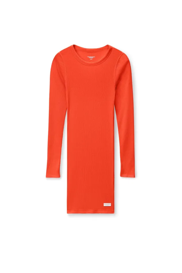 Bodywear Alexander Wang Long Sleeve Loungewear Dress In Ribbed Cotton Jersey
