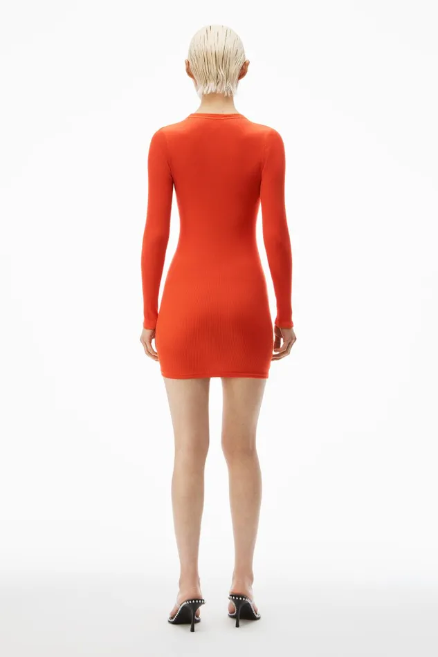 Bodywear Alexander Wang Long Sleeve Loungewear Dress In Ribbed Cotton Jersey
