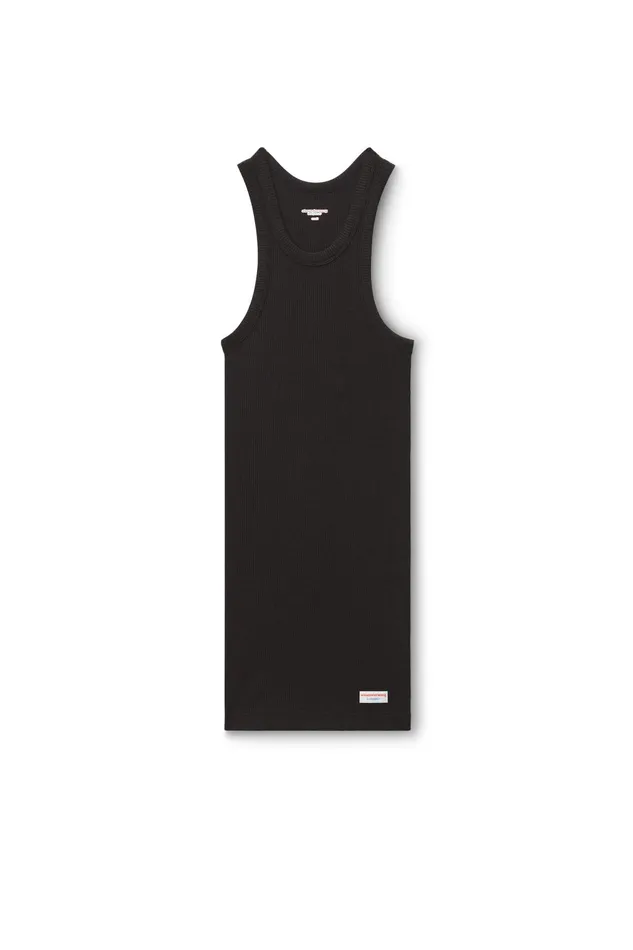 Bodywear Alexander Wang Racer Tank Loungewear Dress In Ribbed Cotton Jersey