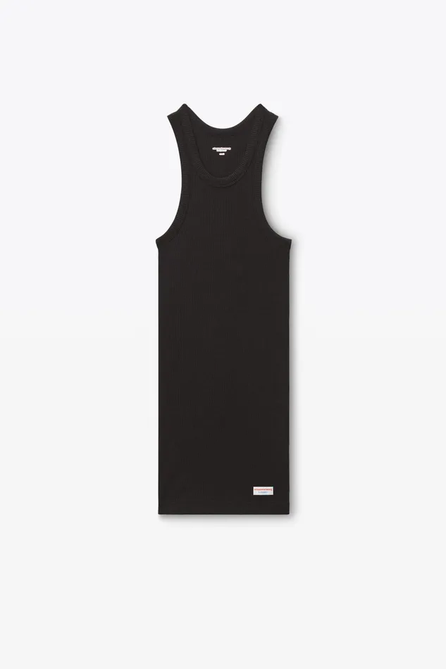 Bodywear Alexander Wang Racer Tank Loungewear Dress In Ribbed Cotton Jersey