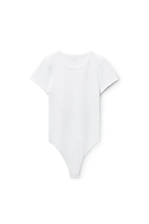 Bodywear Alexander Wang ShortSleeve Bodysuit In RibKnit Jersey