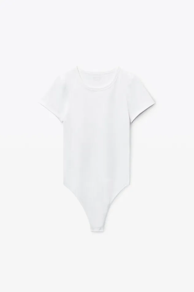 Bodywear Alexander Wang ShortSleeve Bodysuit In RibKnit Jersey