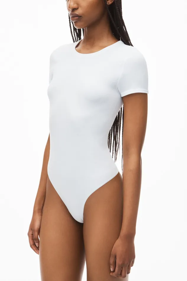 Bodywear Alexander Wang ShortSleeve Bodysuit In RibKnit Jersey