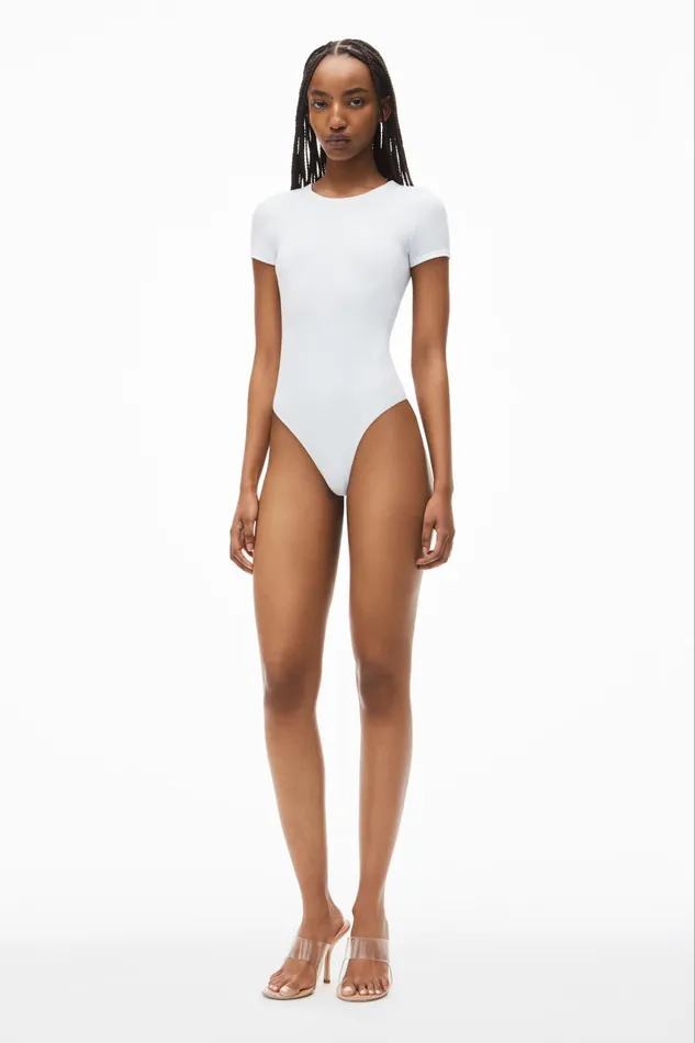 Bodywear Alexander Wang ShortSleeve Bodysuit In RibKnit Jersey