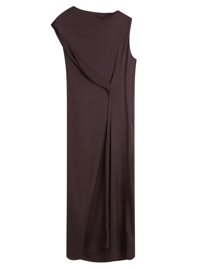 Bondi Born 8211 Ardea Draped Dress in Brown Mocha Dresses The UNDONE Women