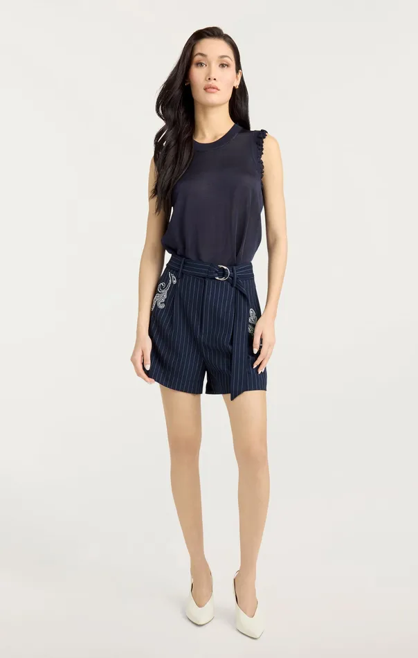 Bottoms Women Cinq Sept Rebecca Short NavyIvory