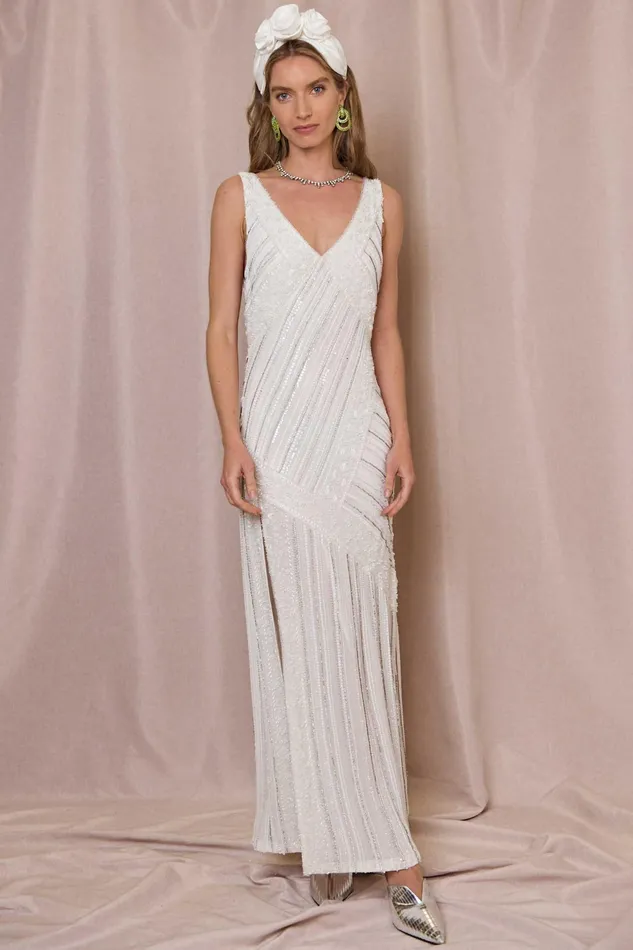 Bridal Women RIXO Moniq Geo Embellishment Ivory