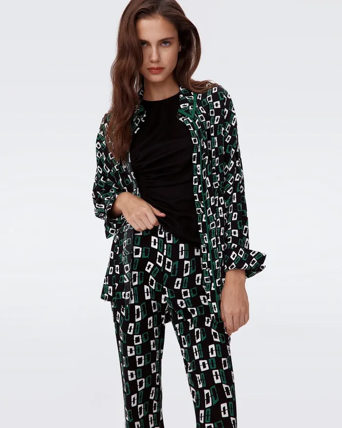 Brooklyn Pants Black Chain Spots Women DVF Pants and Shorts
