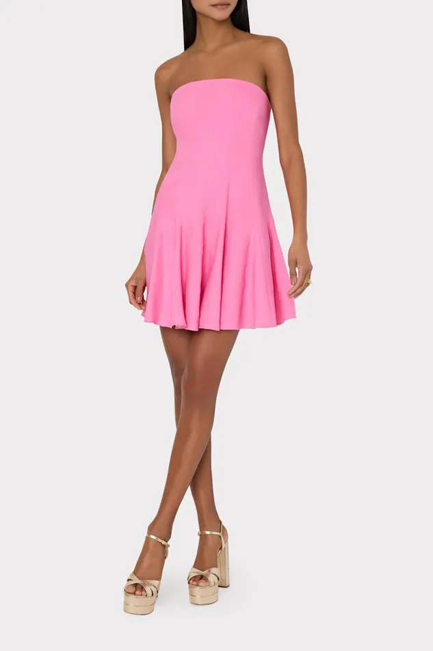 Cameron Solid Linen Strapless Dress Pink Women Milly Dresses