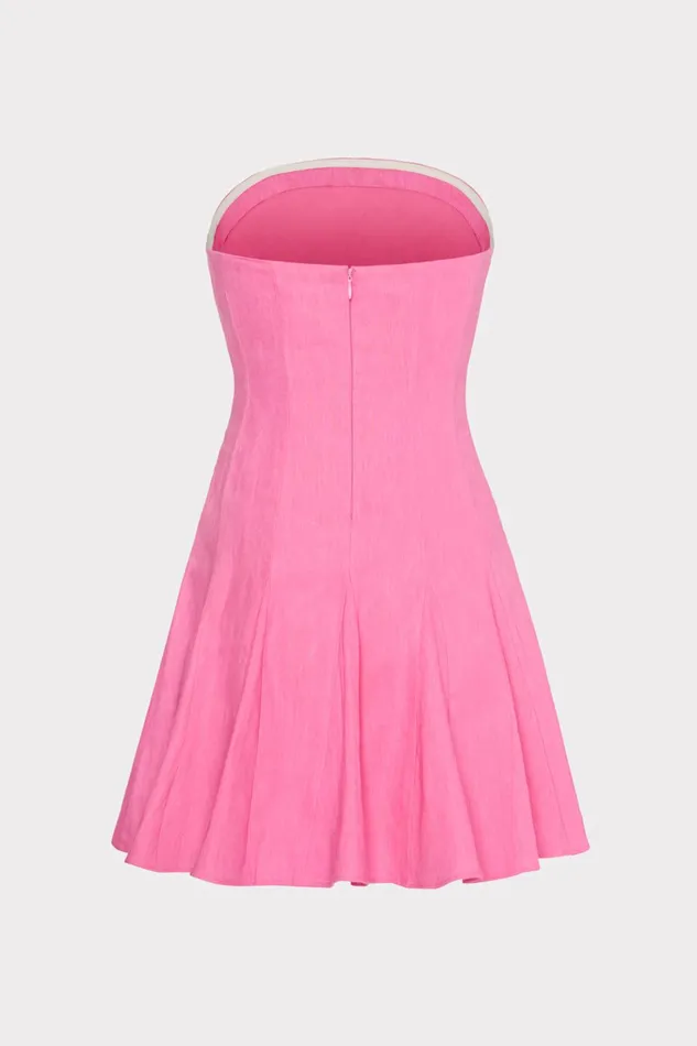 Cameron Solid Linen Strapless Dress Pink Women Milly Dresses