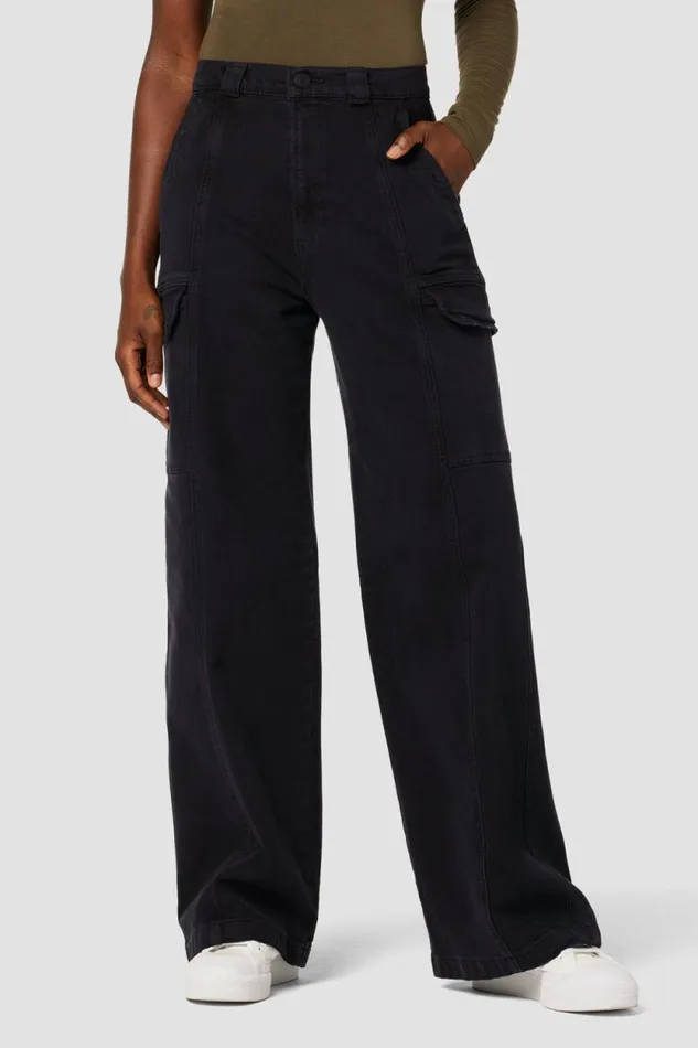 Cargo Women Hudson Jeans HighRise Wide Leg Cargo Black