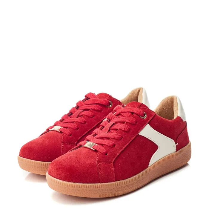 Casual Trainers Women Moda In Pelle Allette Red Suede