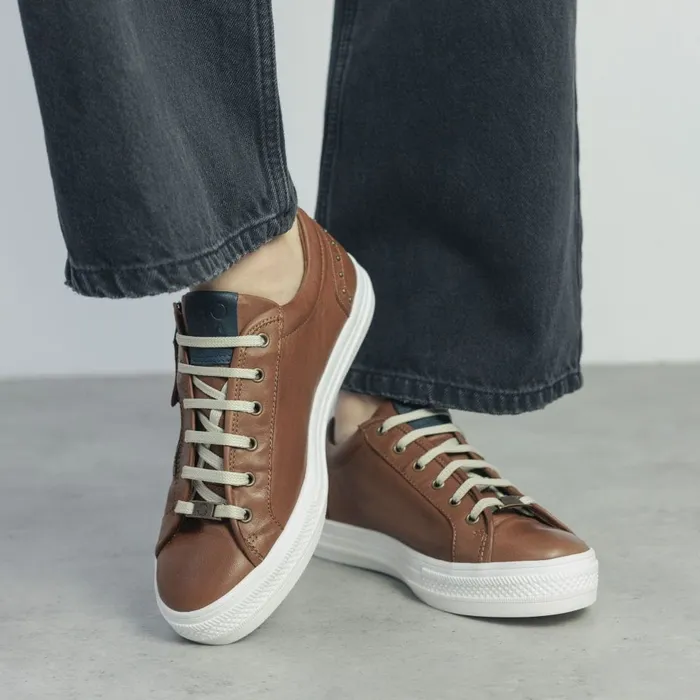 Casual Trainers Women Moda In Pelle Faxonn Tan Leather Casual Trainers Women Moda In Pelle Faxonn Tan Leather