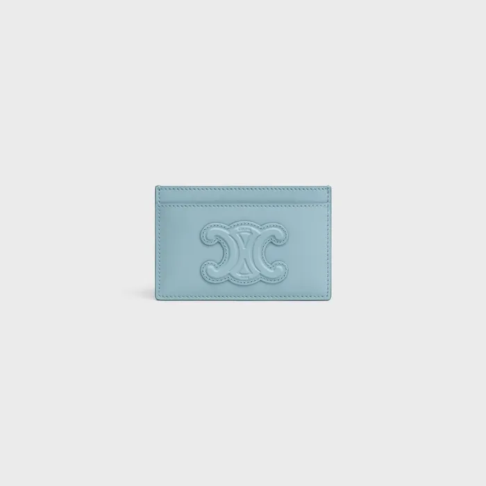 Celine Card Holders CARD HOLDER CUIR TRIOMPHE IN SHINY CALFSKIN 8211 California Blue 8211 Women Celine Card Holders CARD HOLDER CUIR TRIOMPHE IN SHINY CALFSKIN 8211 California Blue 8211 Women