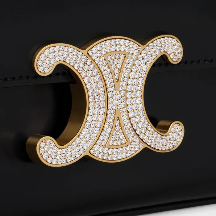 Celine Claude CHAIN SHOULDER BAG CLAUDE WITH STRASS CLOSURE In Shiny Calfskin 8211 Black 8211 Women Celine Claude CHAIN SHOULDER BAG CLAUDE WITH STRASS CLOSURE In Shiny Calfskin 8211 Black 8211 Women
