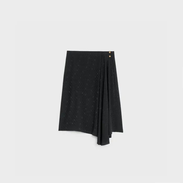 Celine Dresses And Skirts Asymmetrical Skirt In Shiny Matte Silk 8211 Black 8211 Women