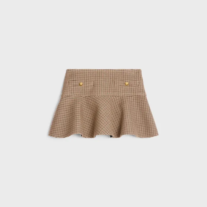 Celine Dresses And Skirts Mini Skirt In Double Houndstooth Wool 8211 Bordeaux Beige Black 8211 Women Celine Dresses And Skirts Mini Skirt In Double Houndstooth Wool 8211 Bordeaux Beige Black 8211 Women