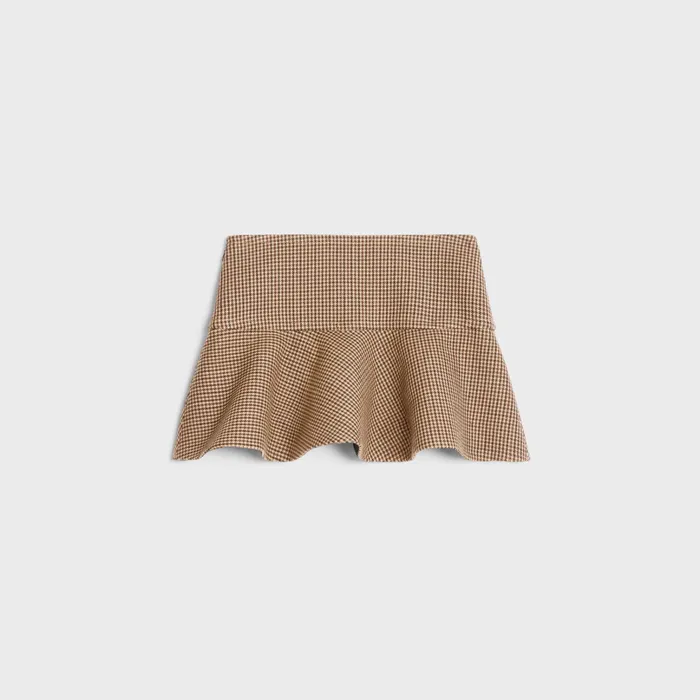 Celine Dresses And Skirts Mini Skirt In Double Houndstooth Wool 8211 Bordeaux Beige Black 8211 Women