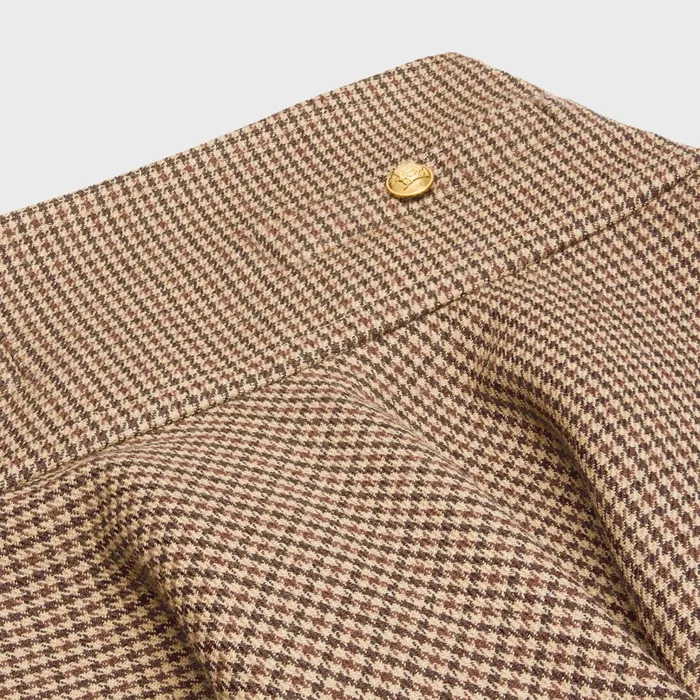 Celine Dresses And Skirts Mini Skirt In Double Houndstooth Wool 8211 Bordeaux Beige Black 8211 Women