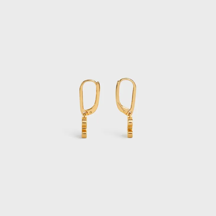 Celine Earrings Triomphe Rhinestone Earrings In Brass With Gold Finish And Crystals 8211 Gold 8211 Women