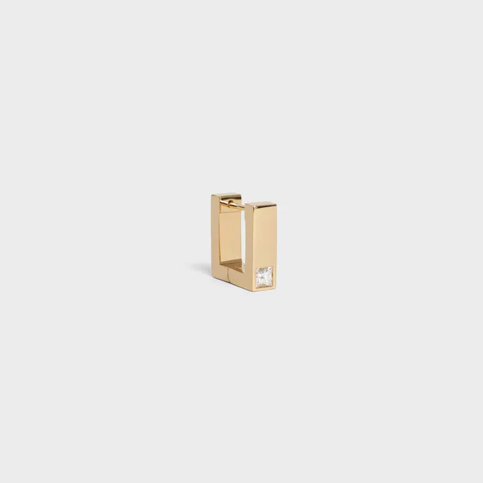 Celine Fine Jewelry Celine Sentimental Square Earring In Yellow Gold And Diamond 8211 Yellow Gold And White 8211 Women