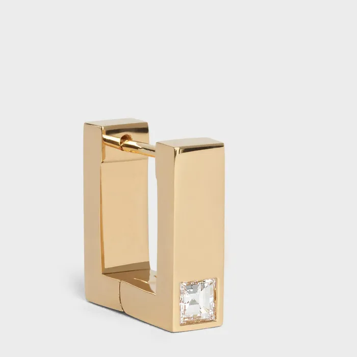 Celine Fine Jewelry Celine Sentimental Square Earring In Yellow Gold And Diamond 8211 Yellow Gold And White 8211 Women
