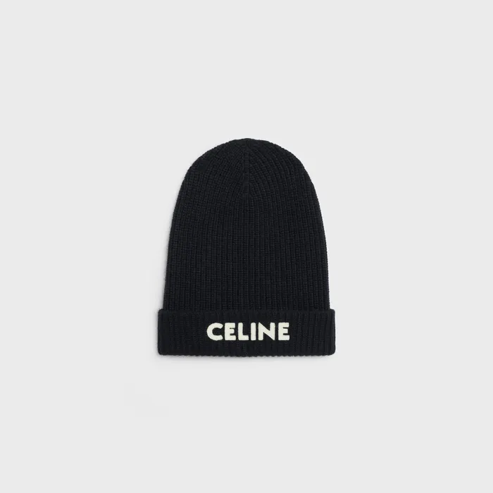 Celine Hats And Soft Accessories CELINE BEANIE IN RIBBED WOOL 8211 Black 8211 Men