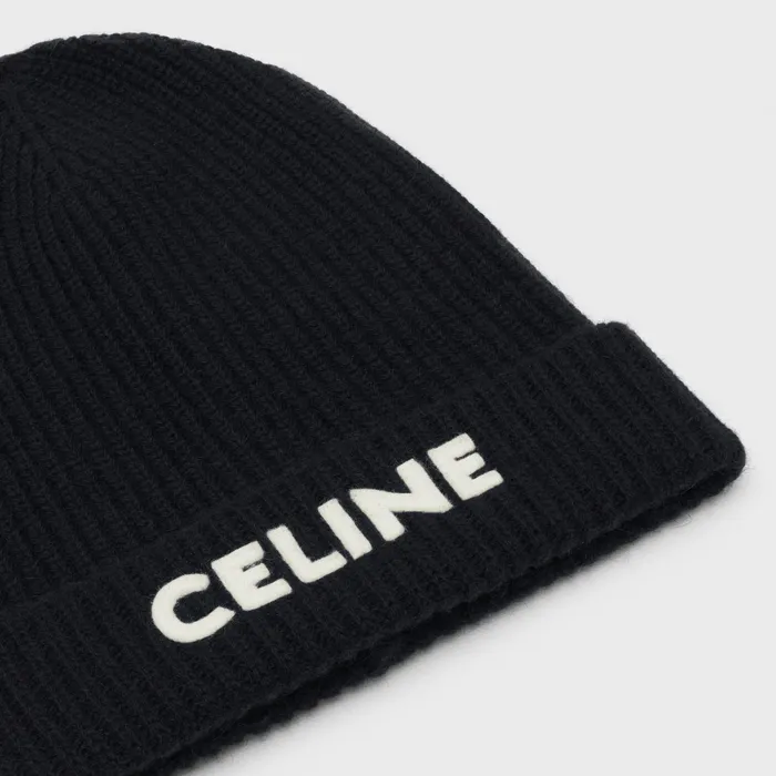 Celine Hats And Soft Accessories CELINE BEANIE IN RIBBED WOOL 8211 Black 8211 Men