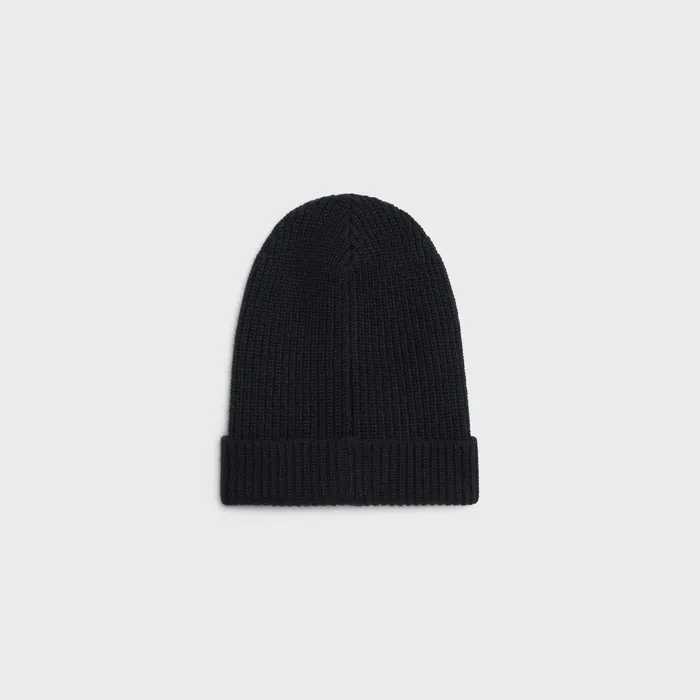 Celine Hats And Soft Accessories CELINE BEANIE IN RIBBED WOOL 8211 Black 8211 Men