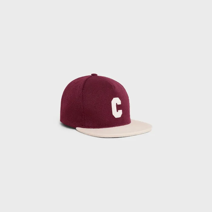 Celine Hats And Soft Accessories Initial Cap In Wool 8211 Bordeaux Vanilla 8211 Men