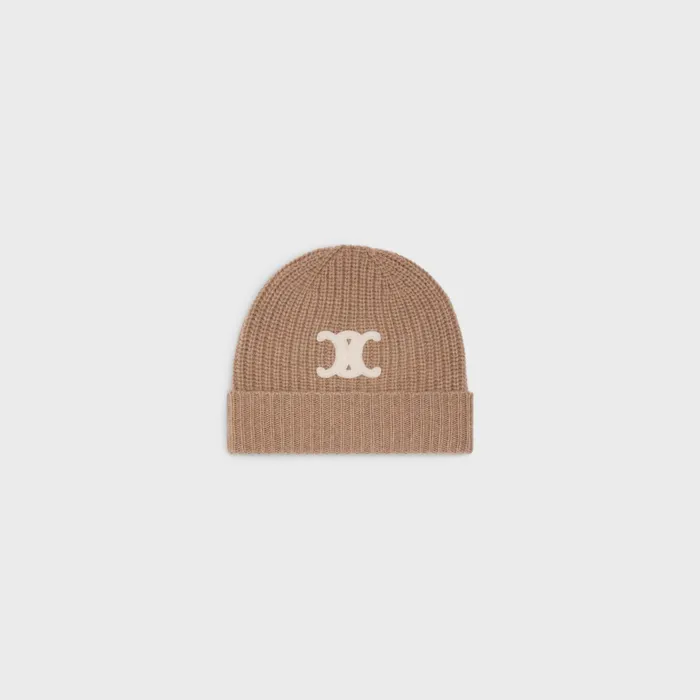 Celine Hats And Soft Accessories TRIOMPHE BEANIE IN SEAMLESS CASHMERE 8211 Camel 8211 Women Celine Hats And Soft Accessories TRIOMPHE BEANIE IN SEAMLESS CASHMERE 8211 Camel 8211 Women