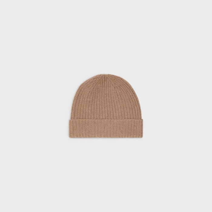 Celine Hats And Soft Accessories TRIOMPHE BEANIE IN SEAMLESS CASHMERE 8211 Camel 8211 Women