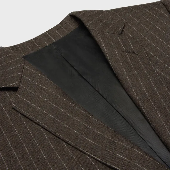 Celine Jackets and Trousers Short Jacket In Striped Flannel 8211 MarronCraie 8211 Men