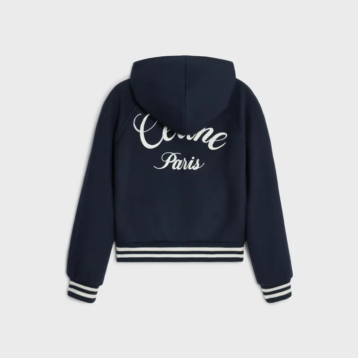 Celine Jackets Hooded Teddy Jacket In Double Face Cashmere 8211 Navy 8211 Women
